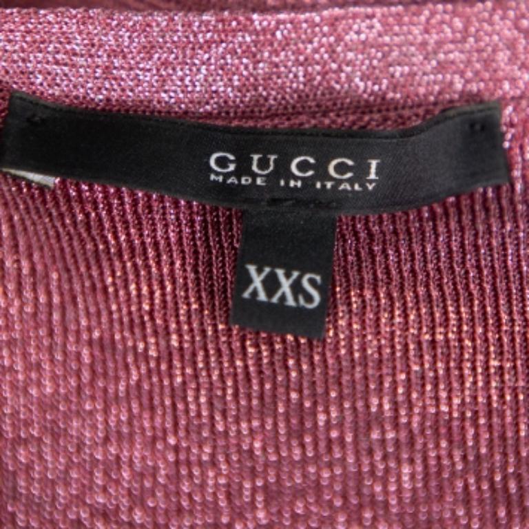Gucci Pink Lurex Knit Tank Top XXS For Sale 1