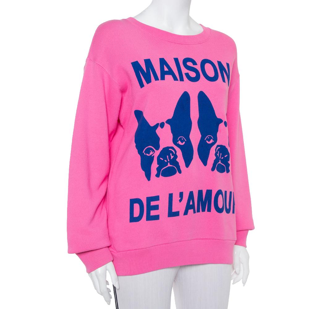 Gucci Rosa Maison de l'Amour Bosco und Orso gedruckt Baumwolle Sweatshirt XS (Pink)