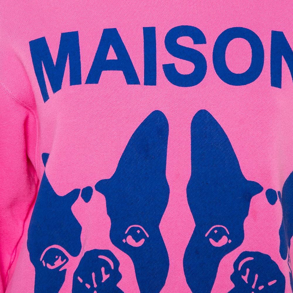 Gucci Pink Maison de l'Amour Bosco and Orso Printed Cotton Sweatshirt XS In Good Condition In Dubai, Al Qouz 2