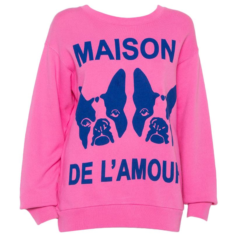 Gucci Pink Maison de l'Amour Bosco and Orso Printed Cotton Sweatshirt XS