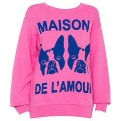 Gucci Pink Maison de l'Amour Bosco and Orso - Sweat-shirt en coton imprimé XS