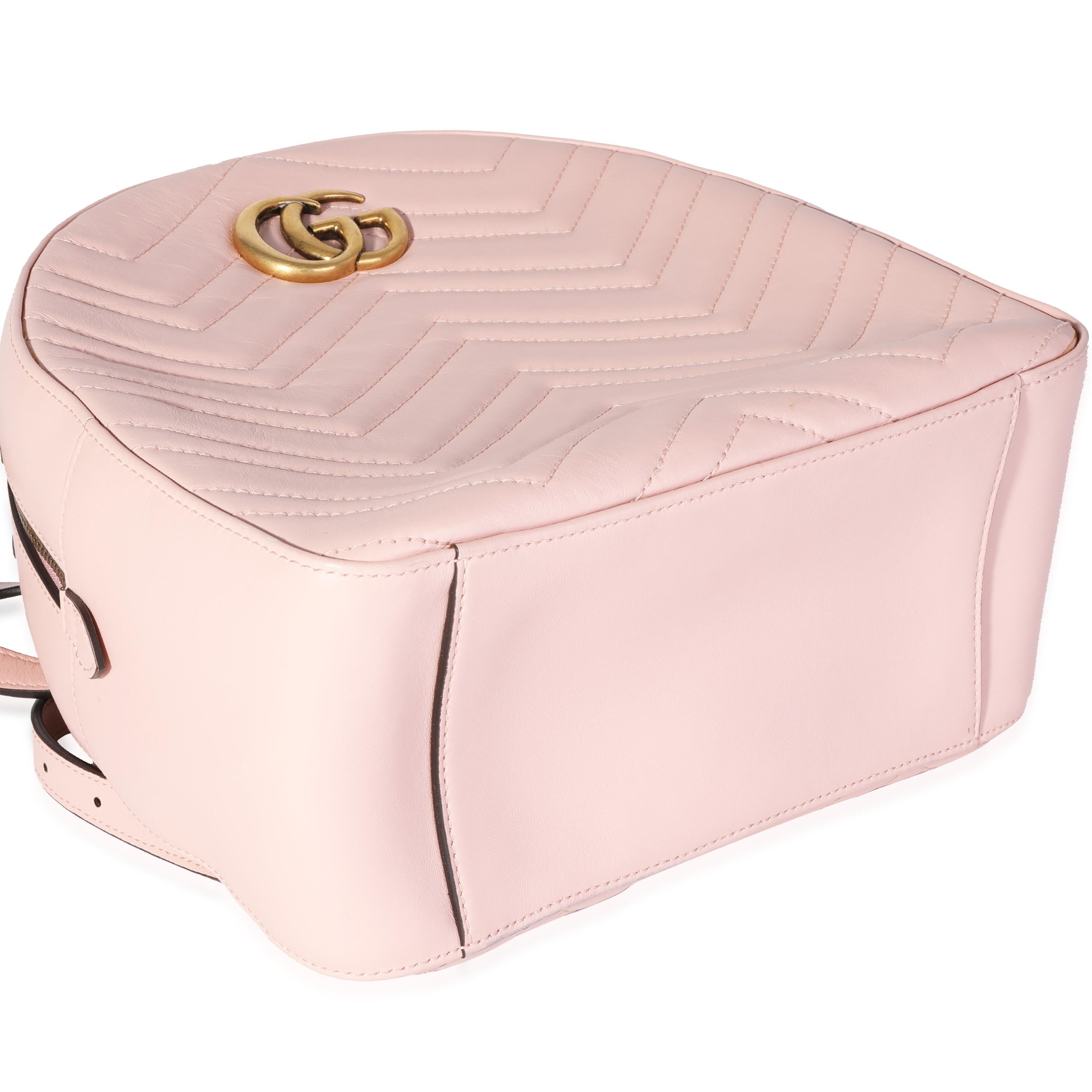 Women's or Men's Gucci Pink Matelassé Calfskin GG Marmont Dome Backpack For Sale