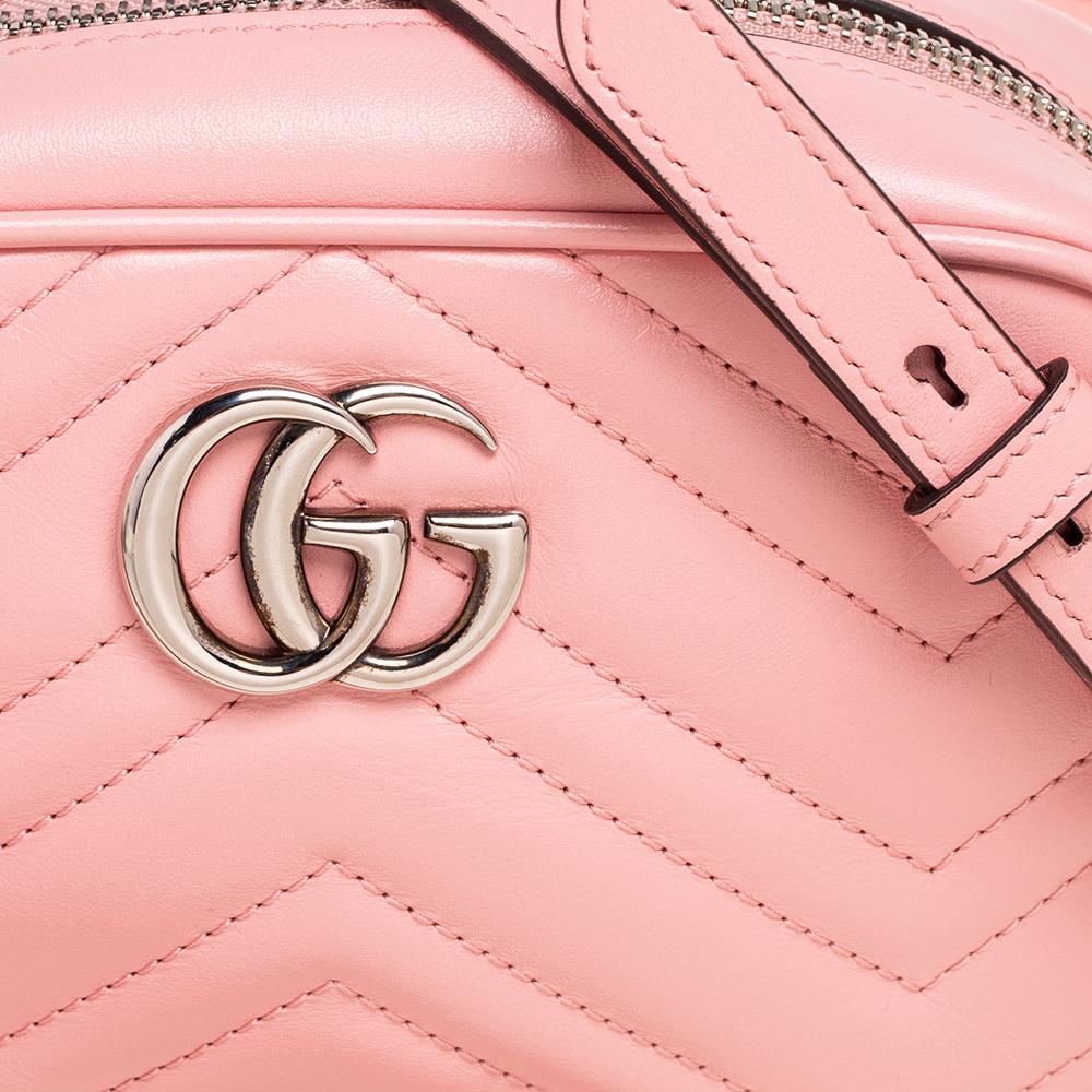 Gucci Pink Matelassé Leather GG Marmont Camera Crossbody Bag 3