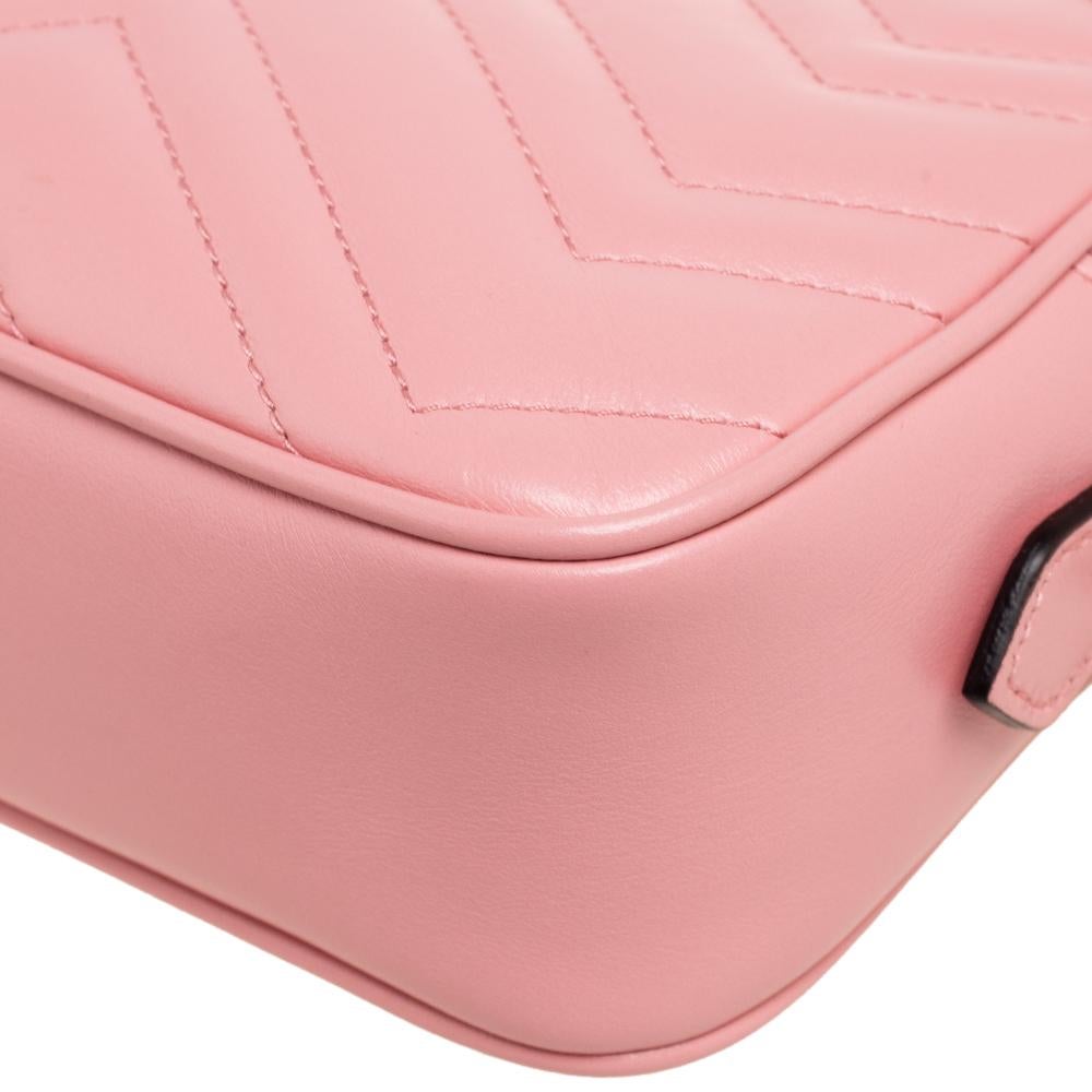 Gucci Pink Matelassé Leather GG Marmont Camera Crossbody Bag 4