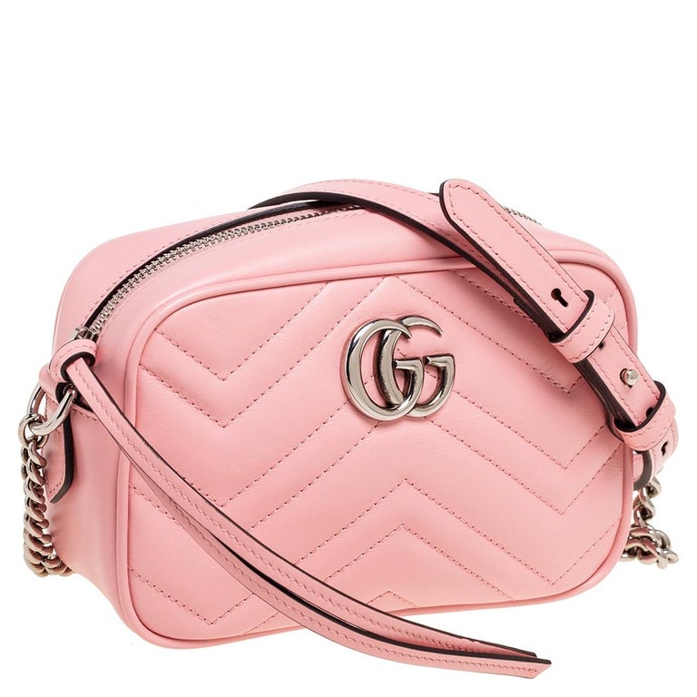 Gucci Pink Matelassé GG Marmont Heart Coin Purse - Ann's Fabulous