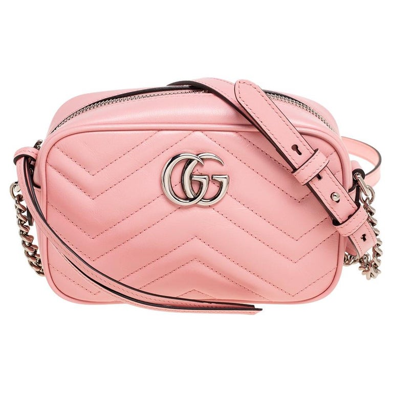 Gucci Pink Matelassé Leather GG Marmont Camera Crossbody Bag at 1stDibs | gucci  pink crossbody