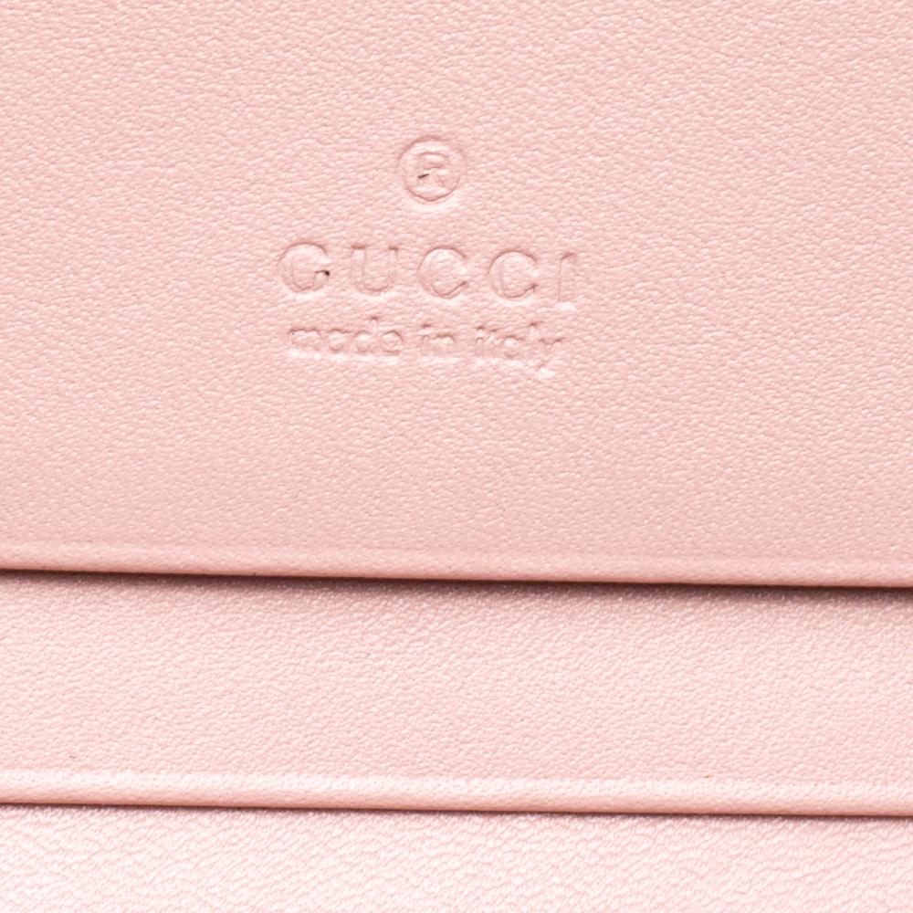 Gucci Pink Matelasse Leather GG Marmont Card Case In New Condition In Dubai, Al Qouz 2