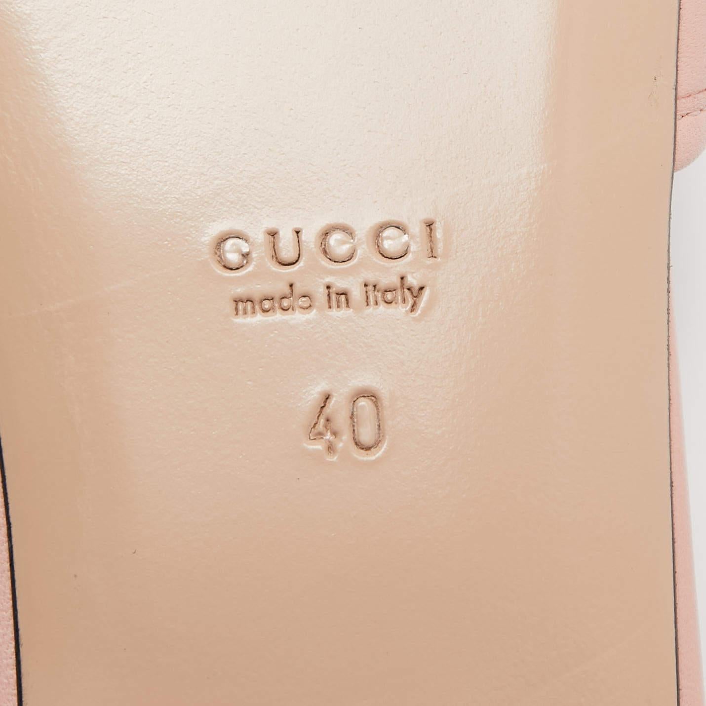 Gucci Pink Matelassé Leather GG Marmont Slide Sandals Size 40 1