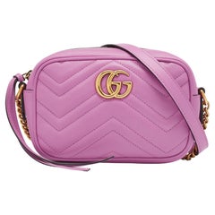 Gucci Pink Matelassé Leather Mini GG Marmont Camera Bag