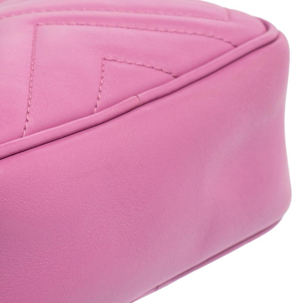 Gucci Pink Matelassé Leather Mini GG Marmont Crossbody Bag 3