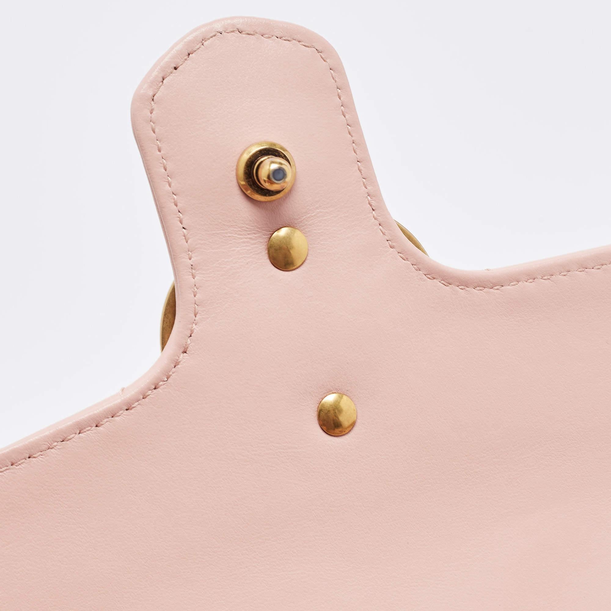 Gucci Pink Matelassé Leather Mini GG Marmont Shoulder Bag 7