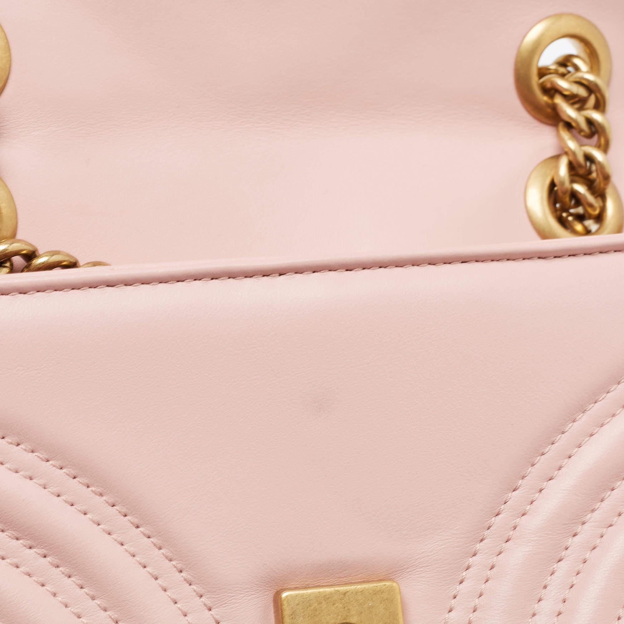 Gucci Pink Matelassé Leather Mini GG Marmont Shoulder Bag 1