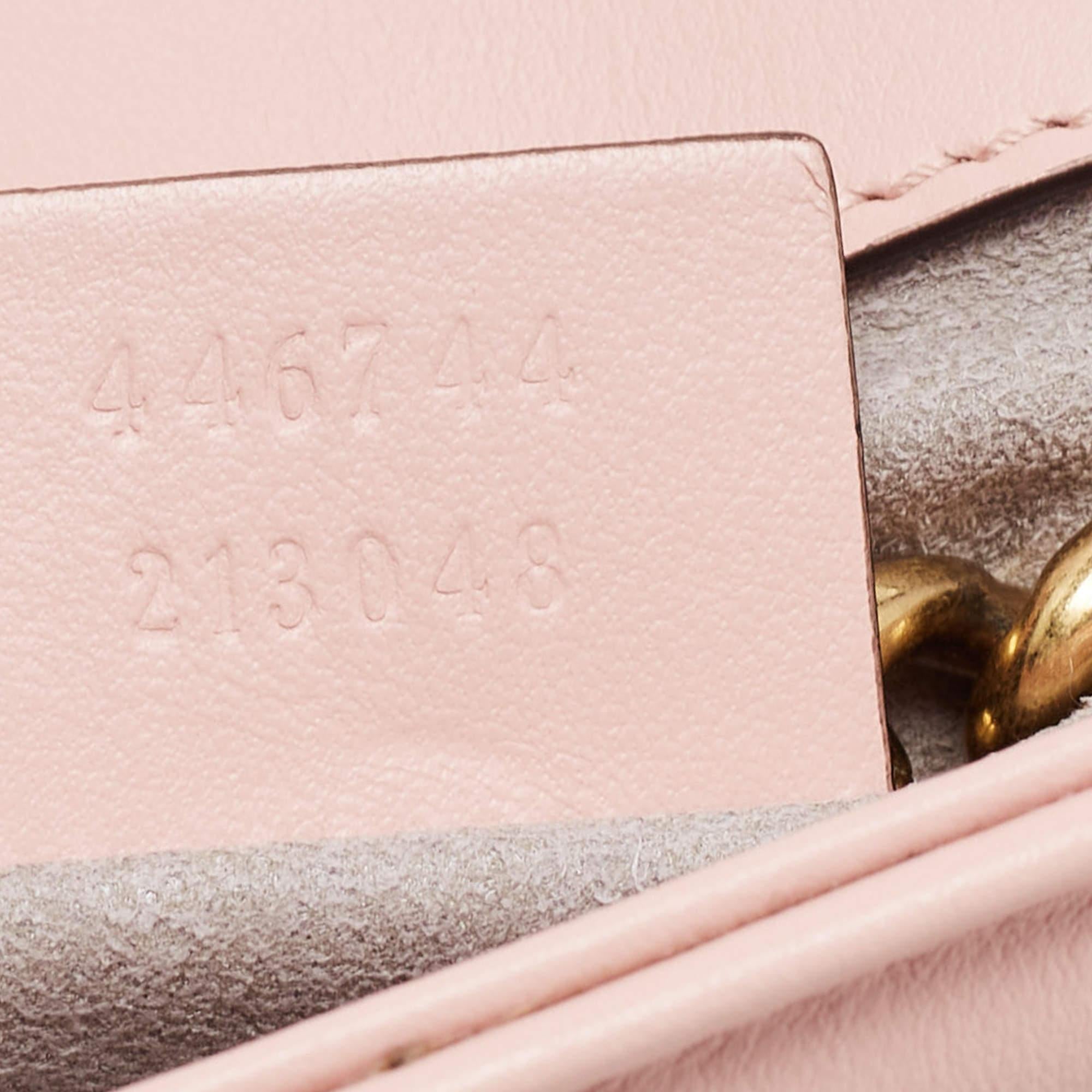 Gucci Pink Matelassé Leather Mini GG Marmont Shoulder Bag For Sale 3