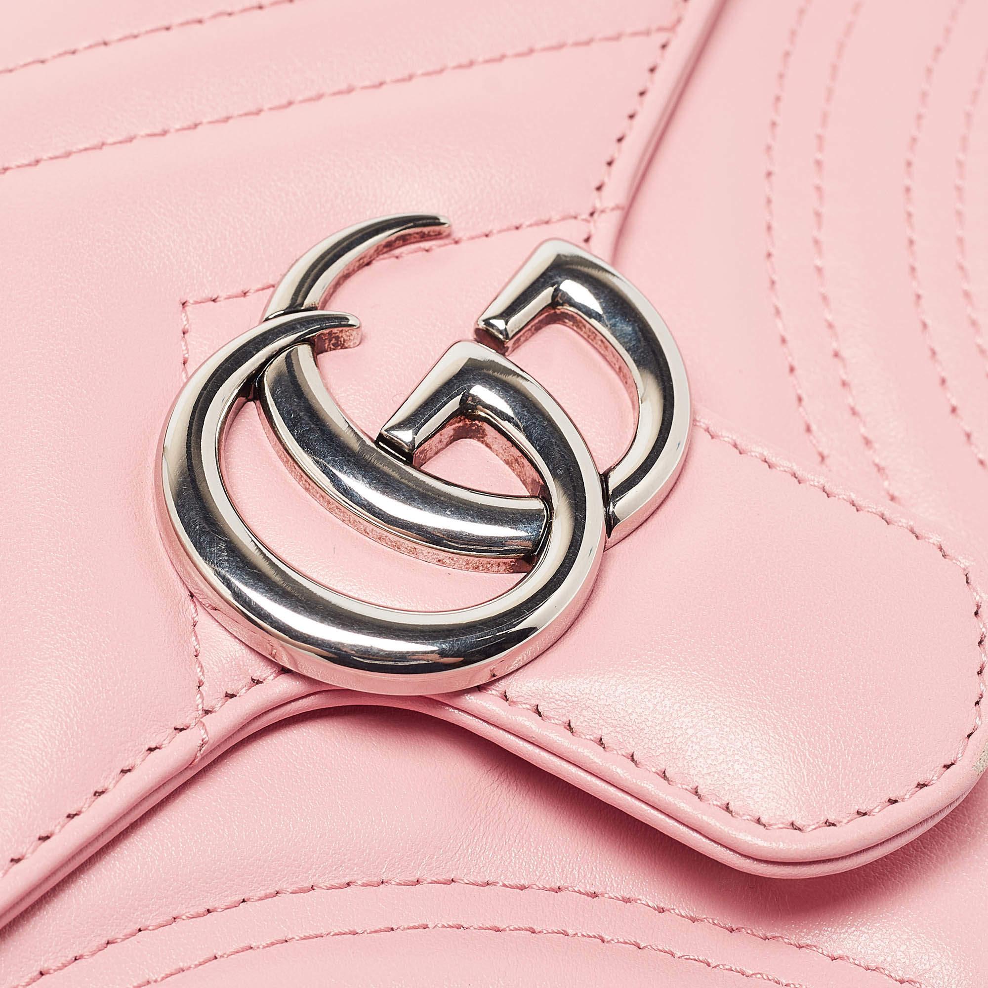 Women's Gucci Pink matelassé Leather Mini GG Marmont Top Handle Bag