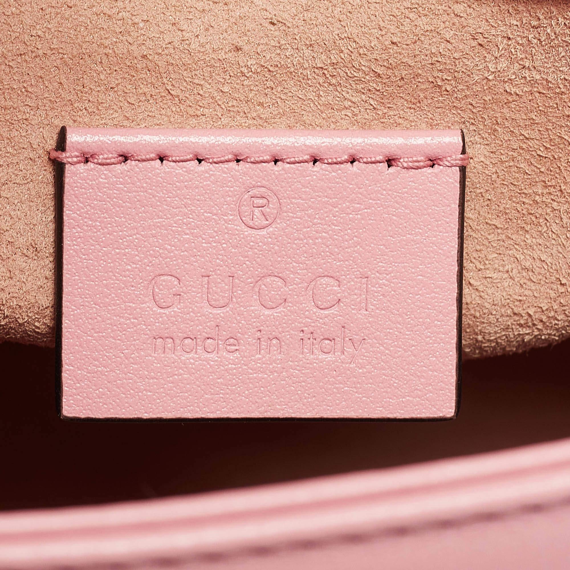 Gucci Pink matelassé Leather Mini GG Marmont Top Handle Bag 4