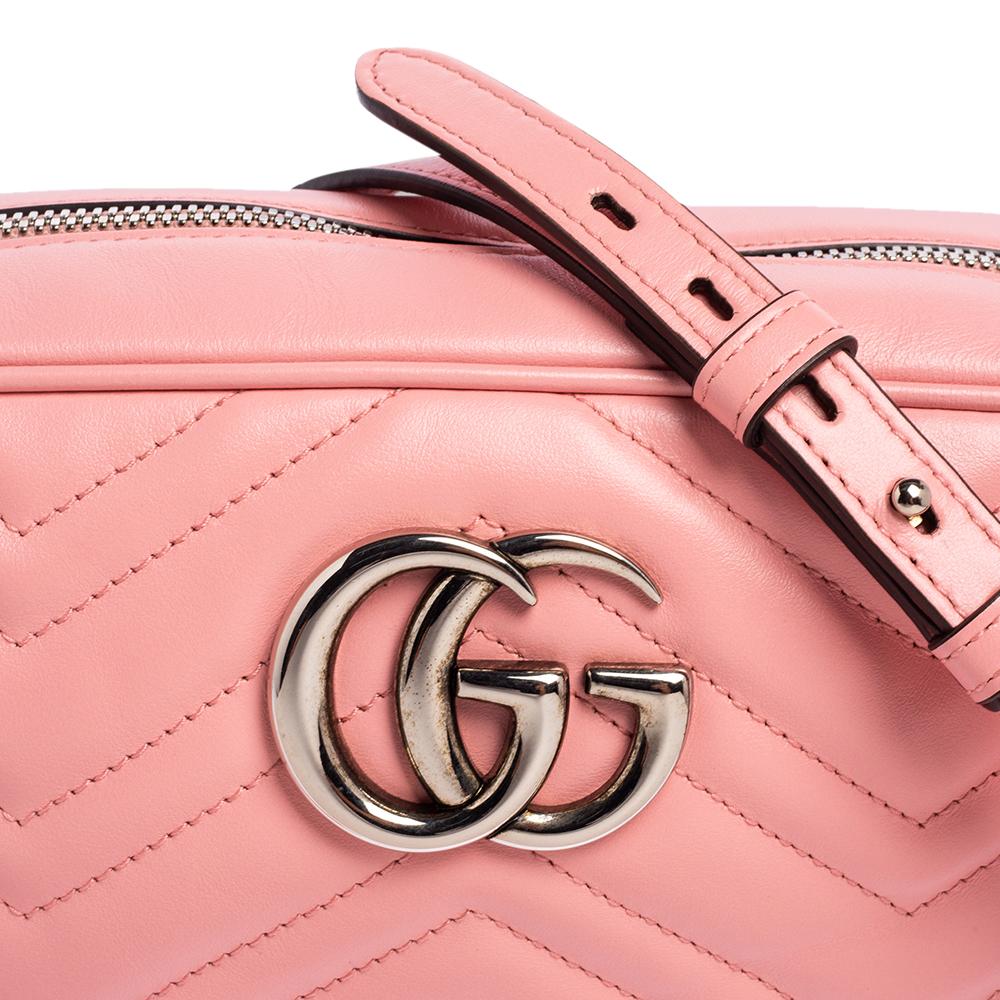 Gucci Pink Matelasse Leather Small GG Marmont Shoulder Bag 4