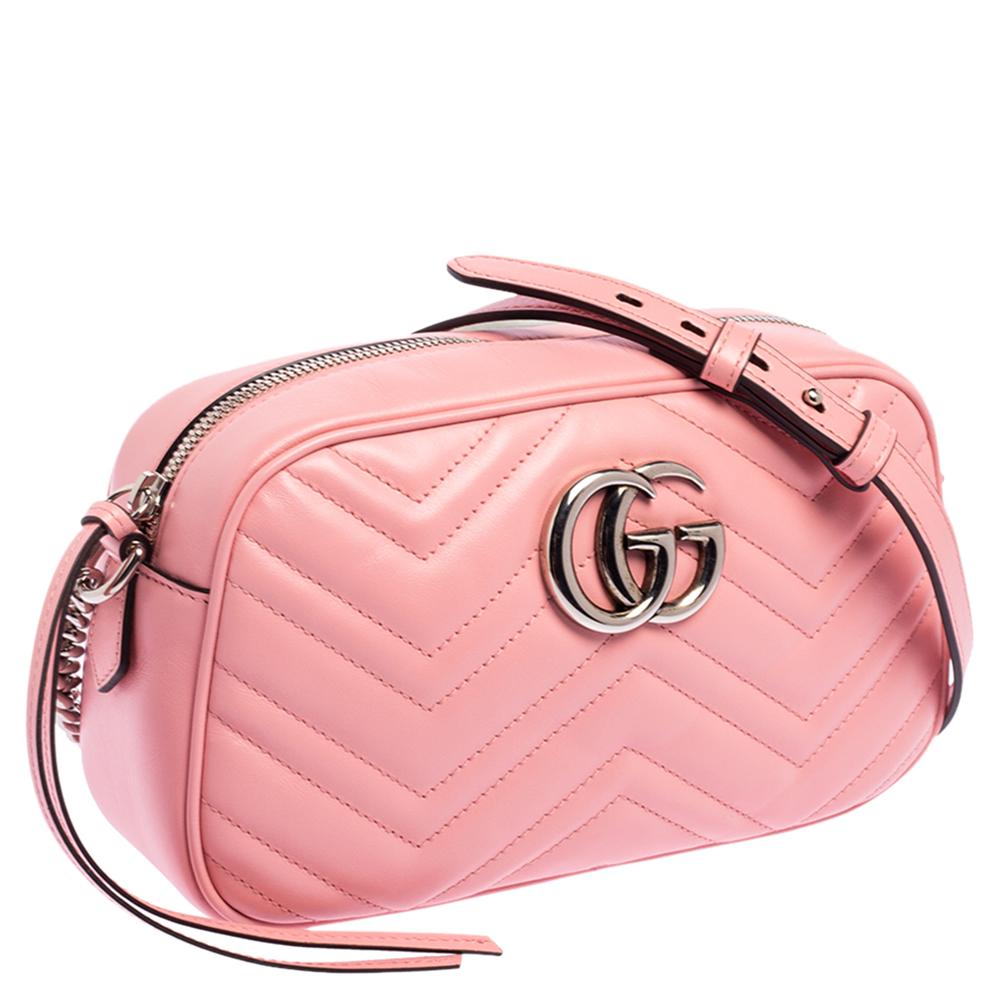 Gucci Pink Matelasse Leather Small GG Marmont Shoulder Bag 5