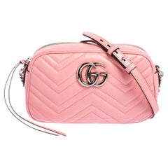 Gucci Pink Matelasse Leather Small GG Marmont Shoulder Bag