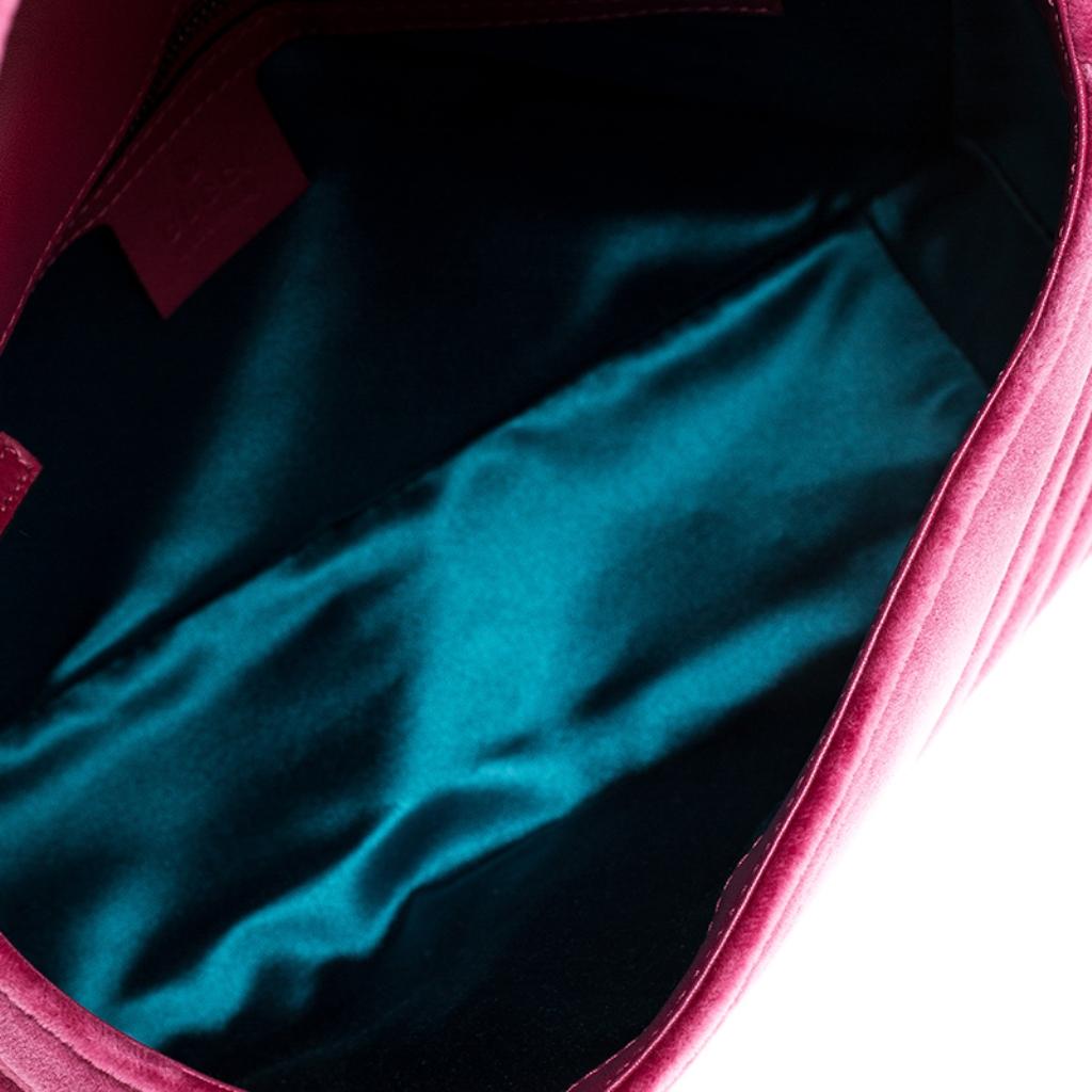 Gucci Pink Matelasse Velvet Small GG Marmont Shoulder Bag 7