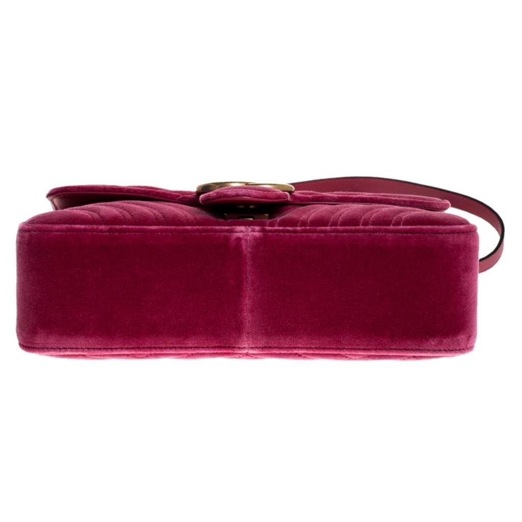Gucci Pink Matelasse Velvet Small GG Marmont Shoulder Bag 1