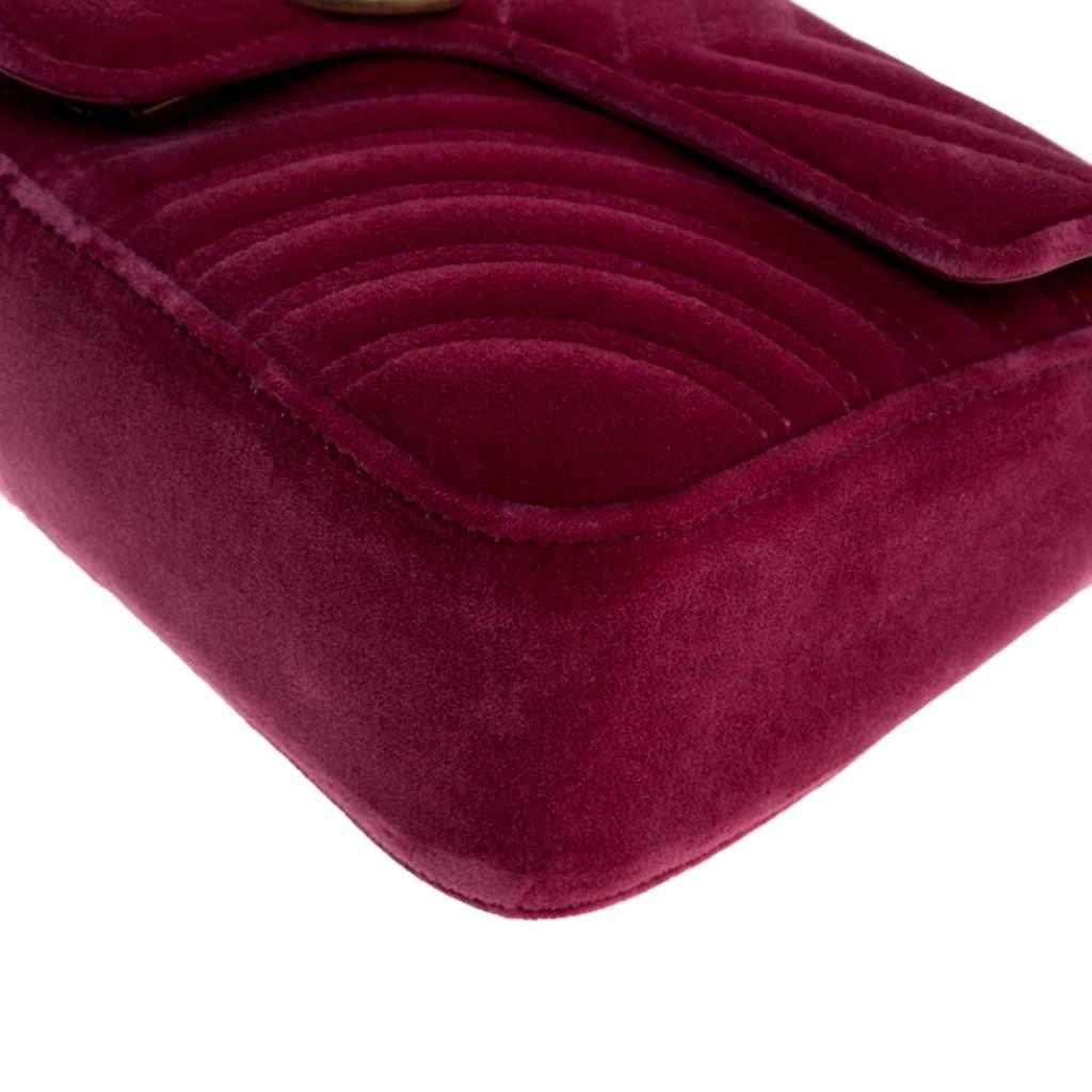Gucci Pink Matelasse Velvet Small GG Marmont Shoulder Bag 3