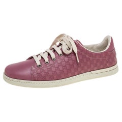 Gucci Pink Micro Guccissima Leather Low Top Sneakers Size 37.5