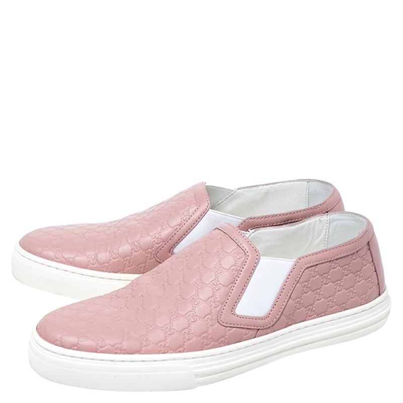 Women's Gucci Pink Microguccisima Leather Slip On Sneakers 35.5