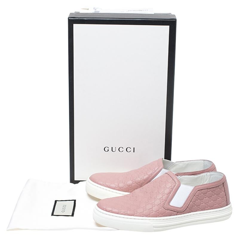Gucci Pink Microguccisima Leather Slip On Sneakers 35.5 3