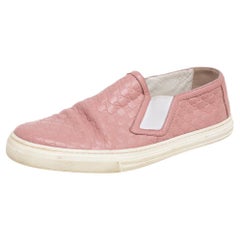 Gucci Pink Microguccisima Leather Slip On Sneakers Size 39.5
