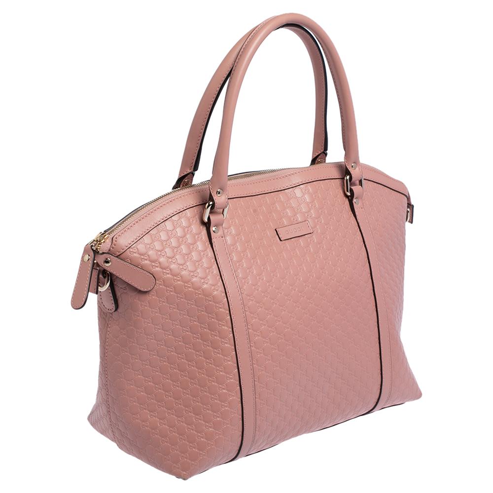 Brown Gucci Pink Microguccissima Leather Dome Satchel