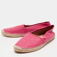 Gucci Pink Microguccissima Leather Espadrille Flats Size 39.5