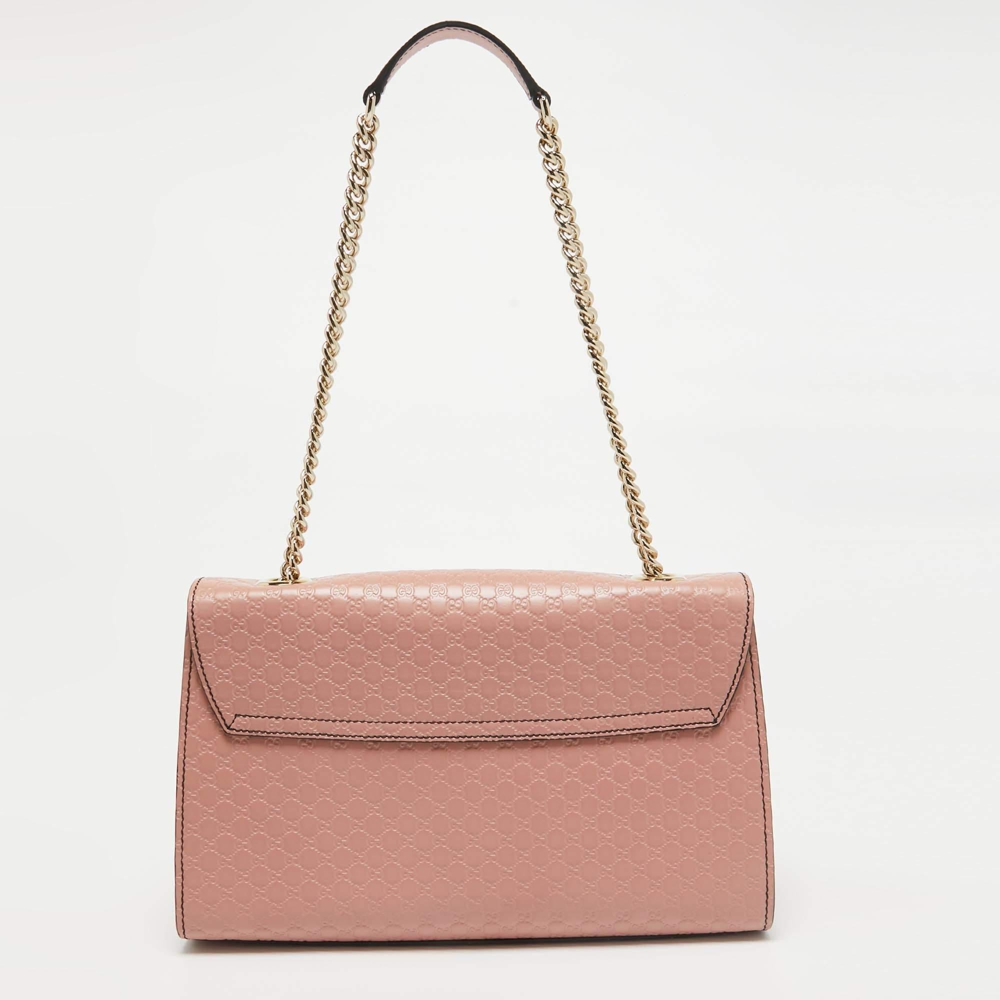 Gucci Pink Microguccissima Leather Medium Emily Chain Shoulder Bag In Excellent Condition In Dubai, Al Qouz 2
