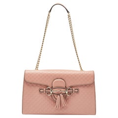 Gucci Pink Microguccissima Leather Medium Emily Chain Shoulder Bag