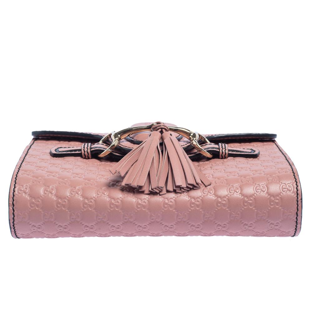 Brown Gucci Pink Microguccissima Leather Mini Emily Crossbody Bag