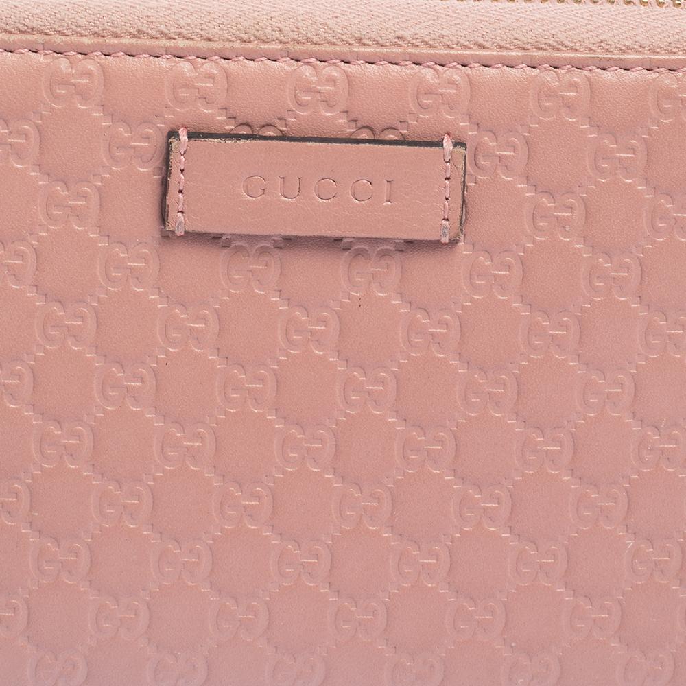 Gucci Pink Microguccissima Leather Zip Around Wallet 2