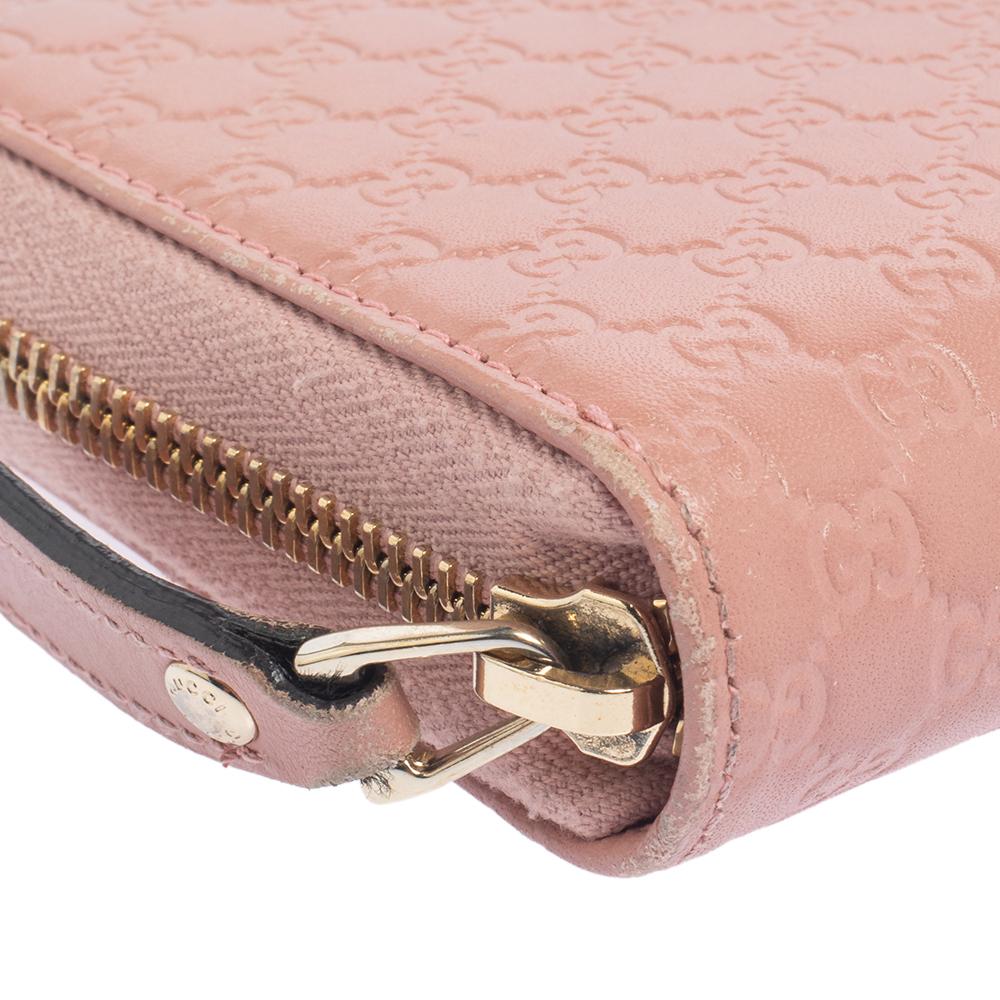 Gucci Pink Microguccissima Leather Zip Around Wallet 1