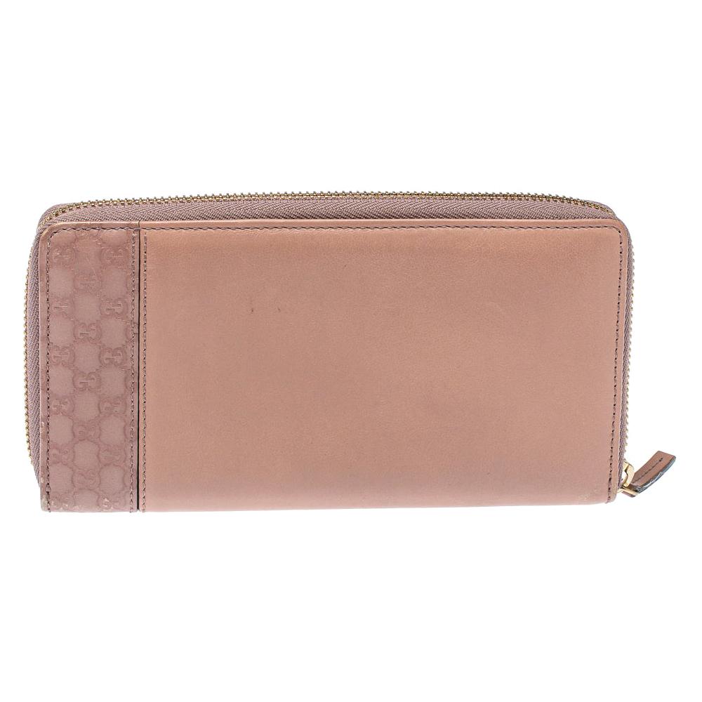 Gucci Pink Microguccissima Leather Zip Around Wallet