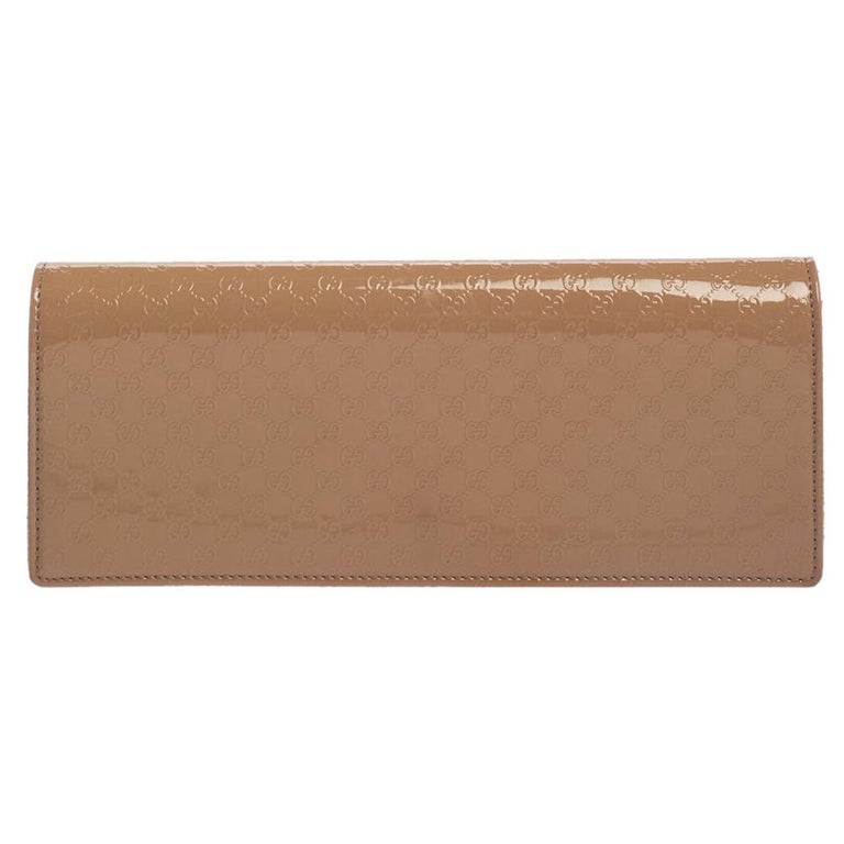 Gucci Pink Microguccissima Patent Leather Broadway Clutch For Sale