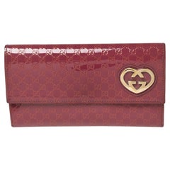 Gucci Rosa Lackleder Lovely Heart Continental Brieftasche mit Lovely Heart
