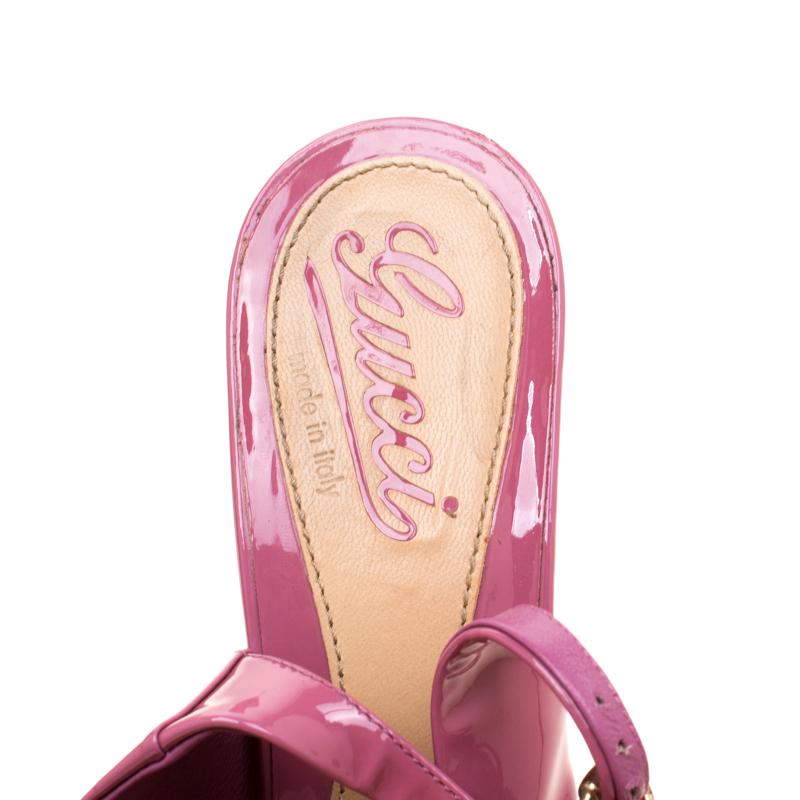 Gucci Pink Microguccissima Slingback Peep Toe Platform Sandals Size37 3