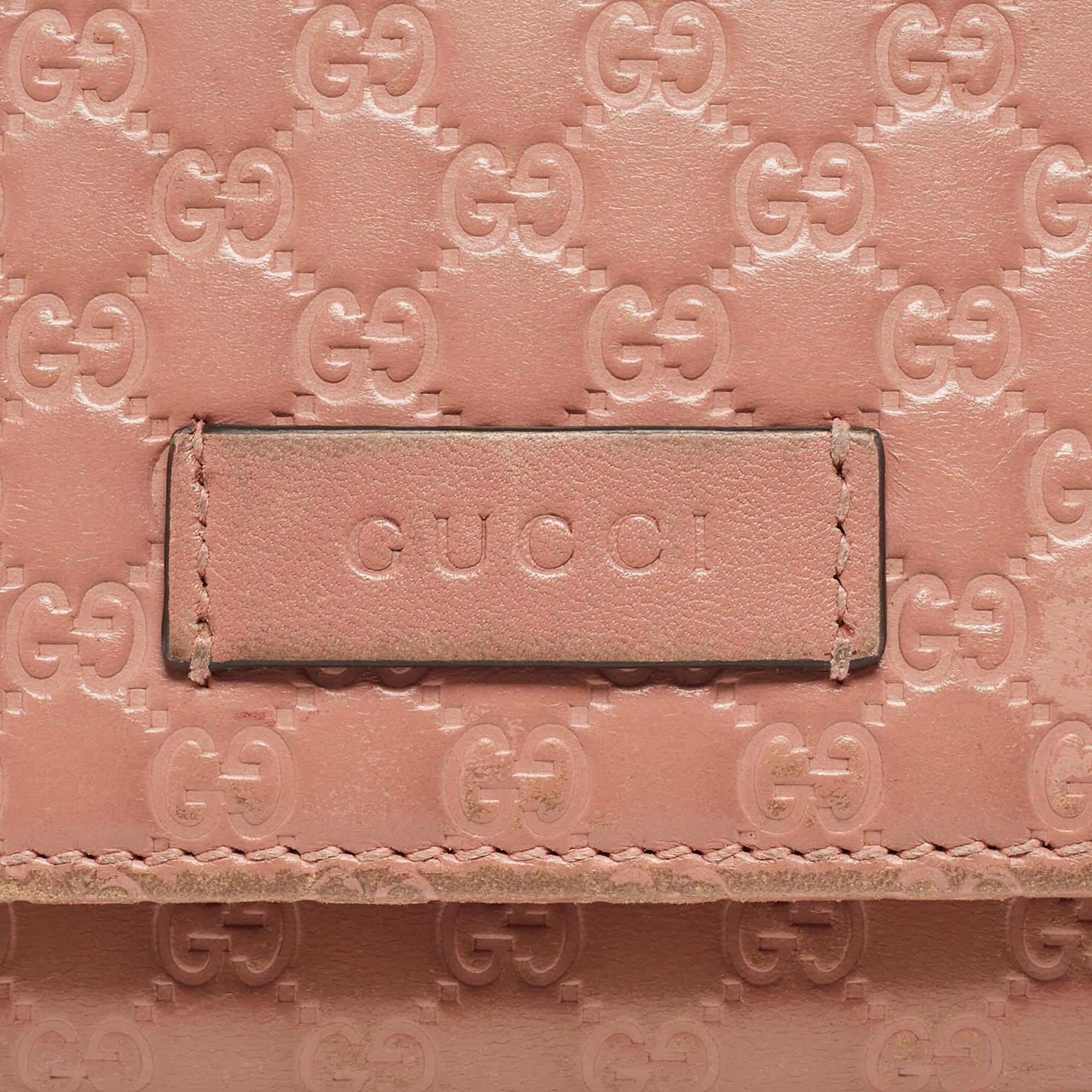 Gucci Pink Microgucissima Leather Flap Continental Wallet For Sale 7