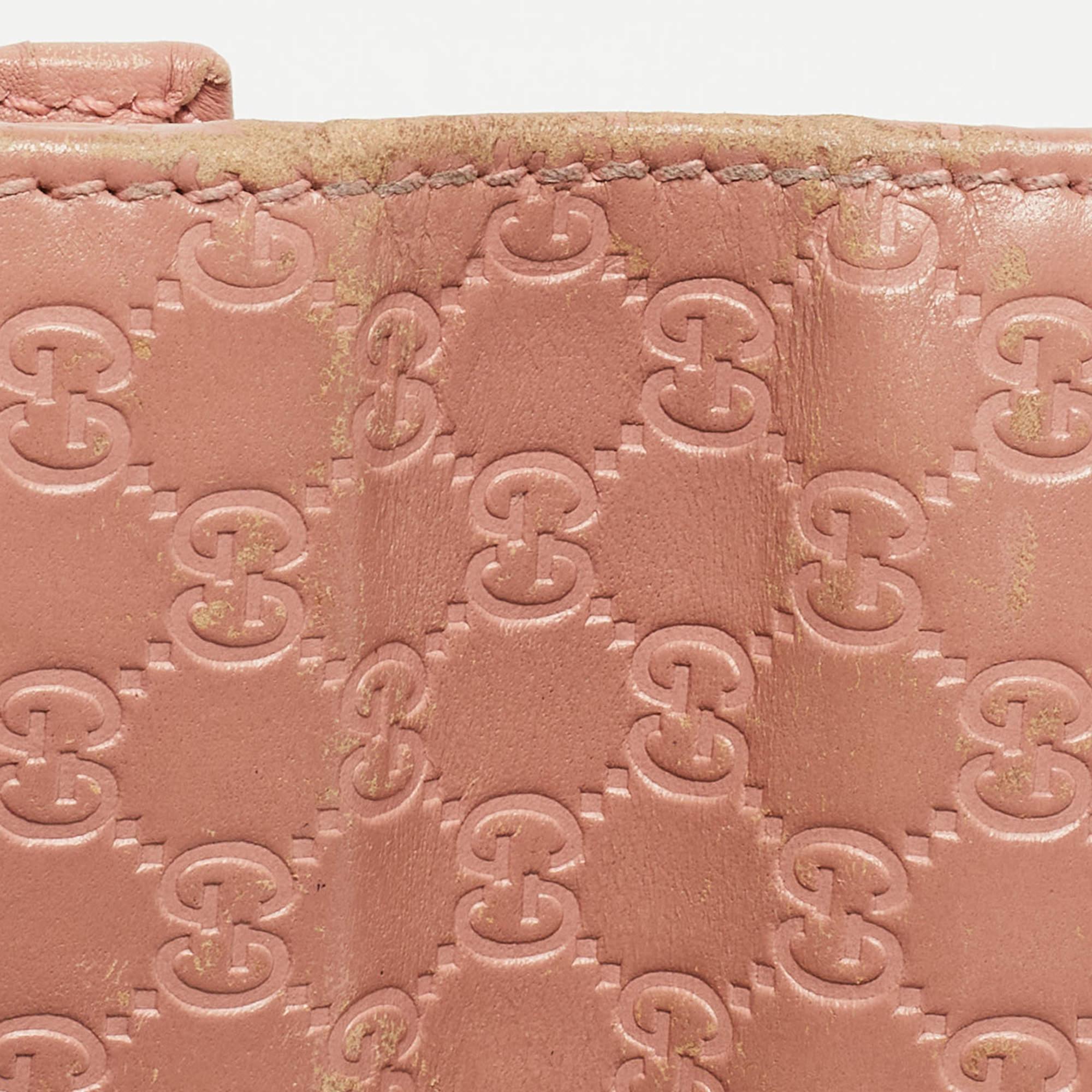 Gucci Pink Microgucissima Leather Flap Continental Wallet For Sale 4