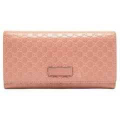 Used Gucci Pink Microgucissima Leather Flap Continental Wallet
