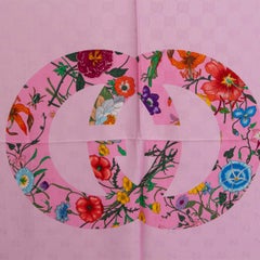 GUCCI pink modal FLORA GUCCI VINTAGE LOGO 140 Shawl Scarf