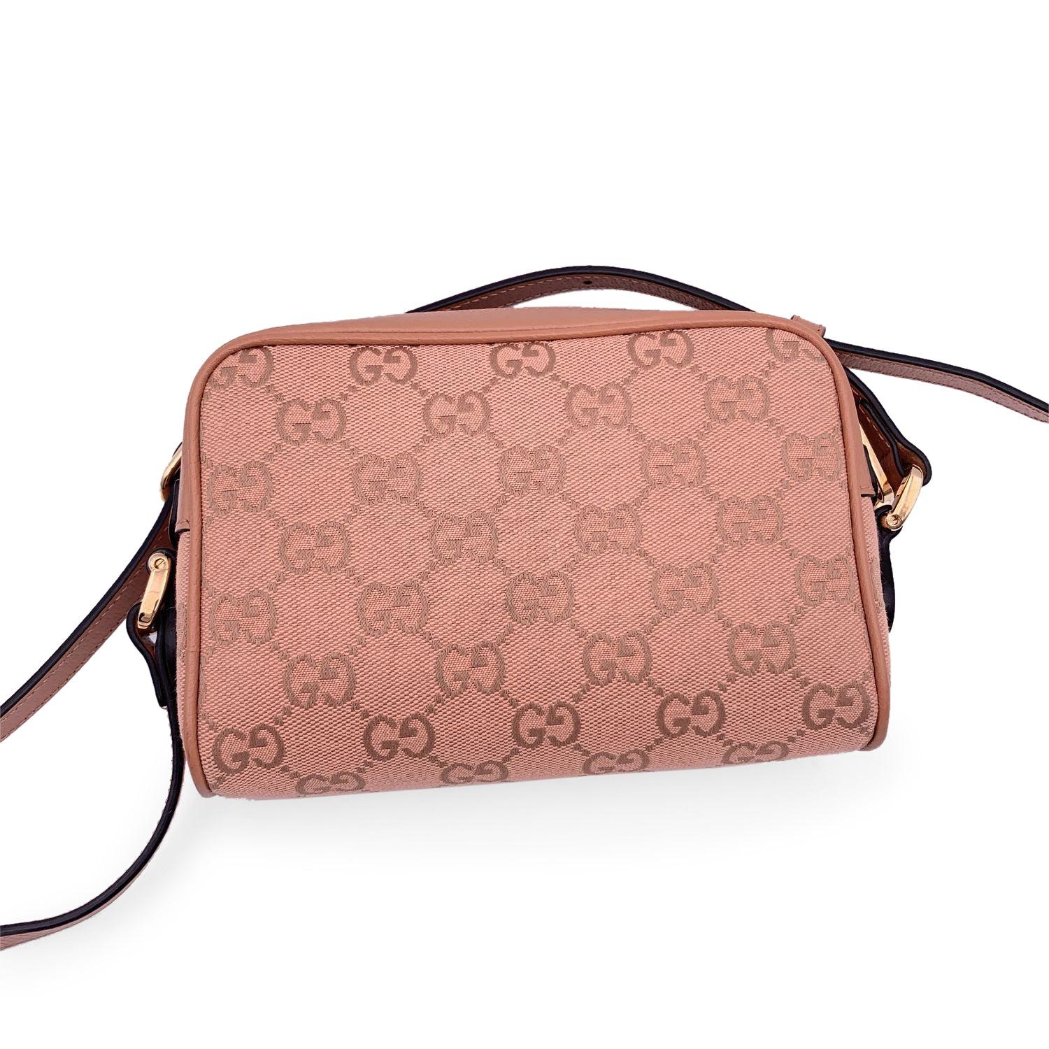 Gucci Pink Monogram Canvas Mini Ophidia Crossbody Bag In Excellent Condition For Sale In Rome, Rome