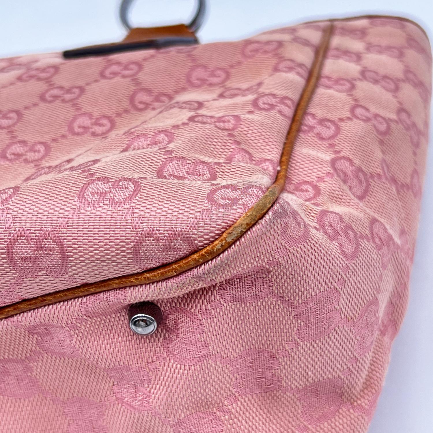 Gucci Pink Monogram Canvas Tote Handbag Shopping Bag 3