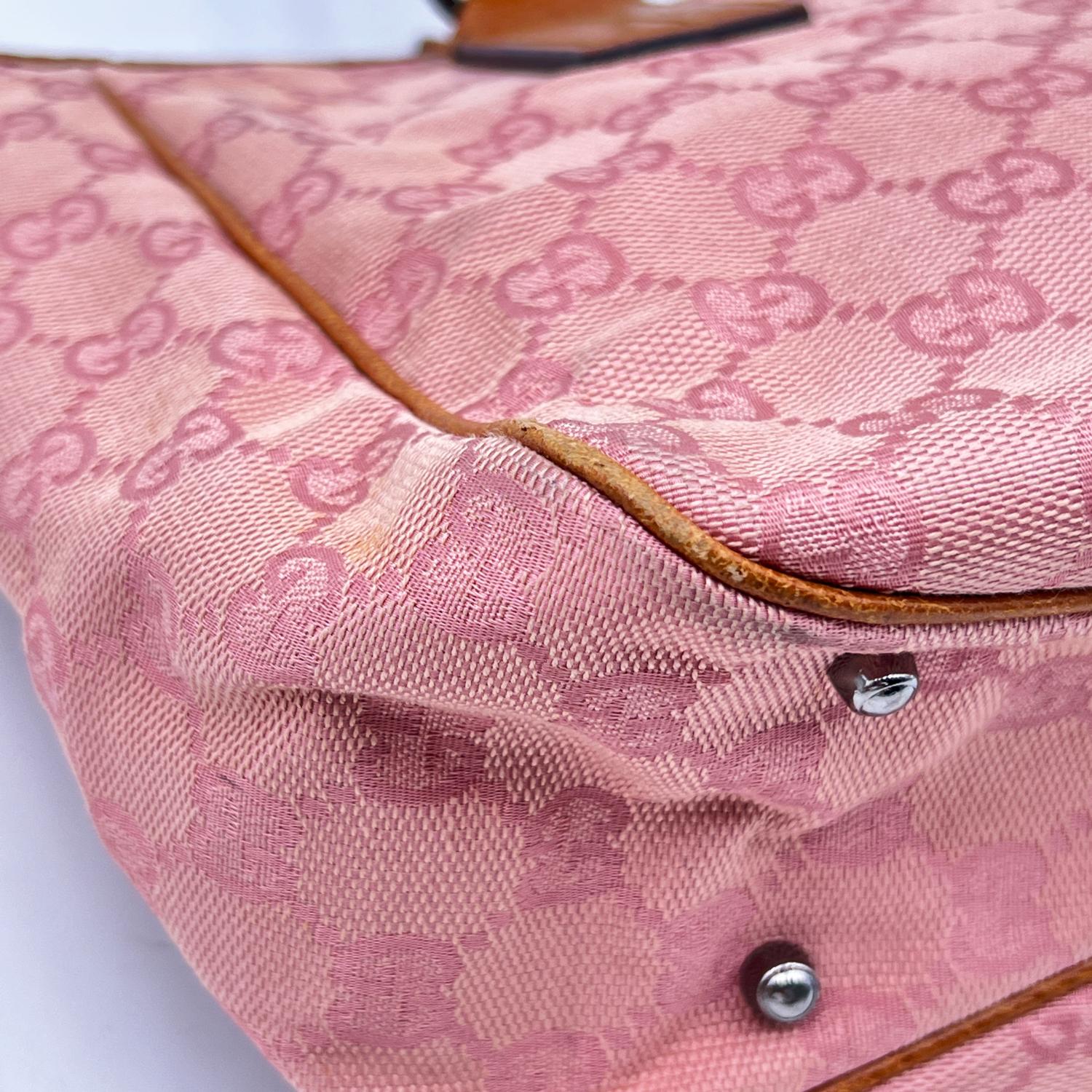 Gucci Pink Monogram Canvas Tote Handbag Shopping Bag 4
