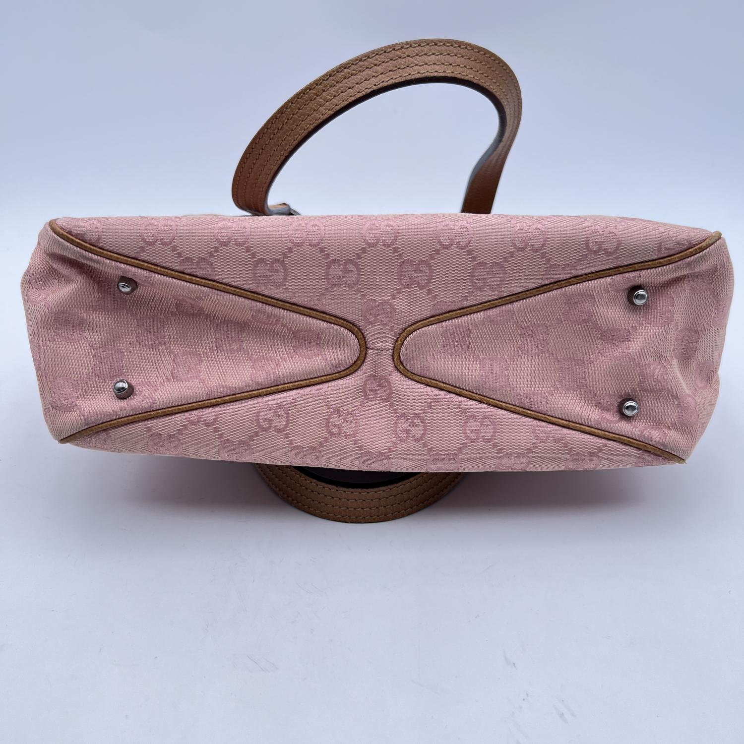 Gucci Pink Monogram Canvas Tote Handbag Shopping Bag 2