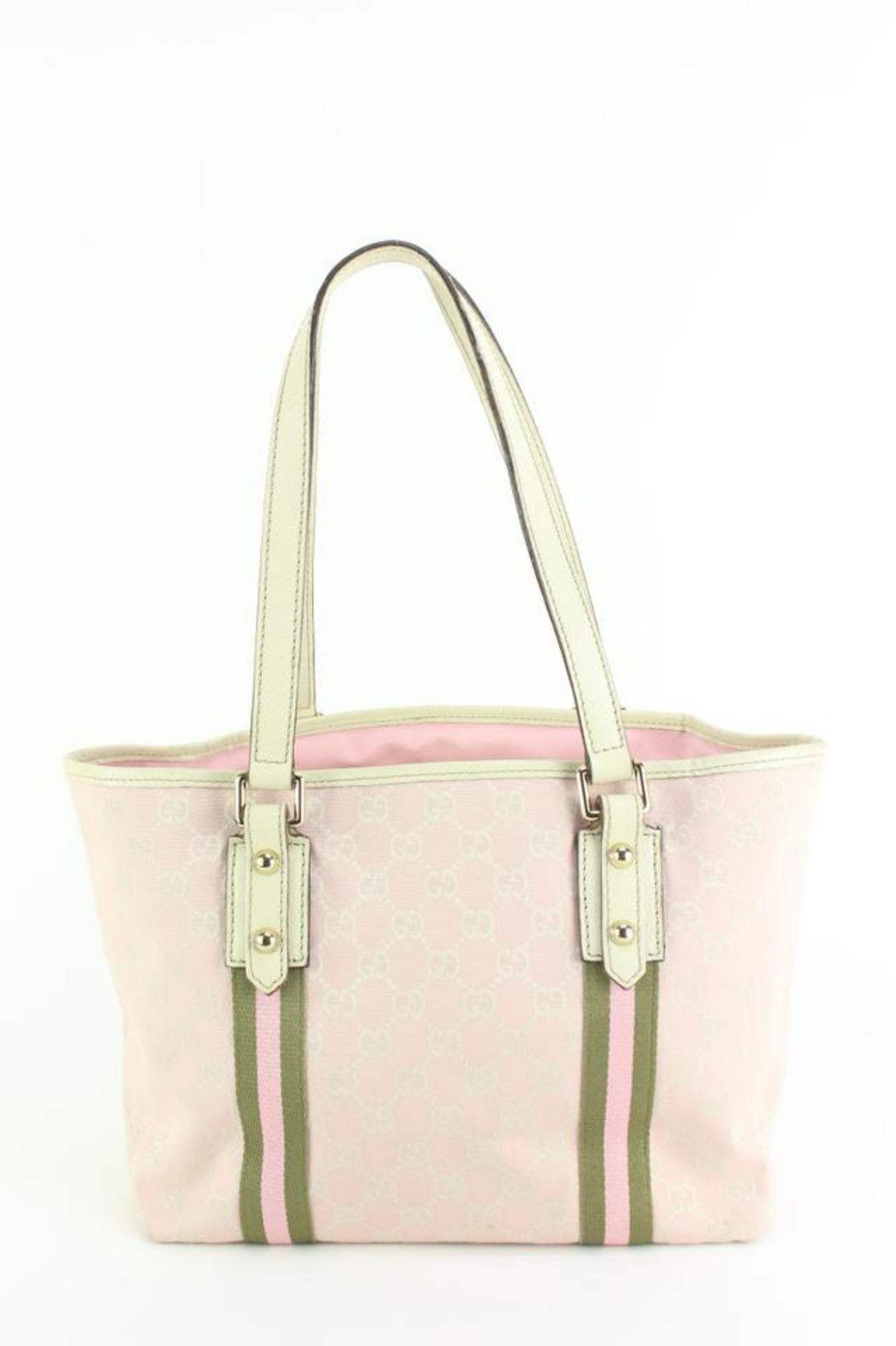 White Gucci Pink Monogram GG Jolicoeur Tote Bag 41gz54s