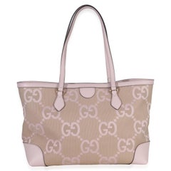 Gucci Pink Monogram Jumbo GG Textured Calfskin Large Ophidia Shopping Tote